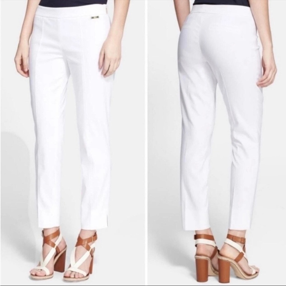 Tory Burch White Callie Seamed Crop Pants. Size 2
